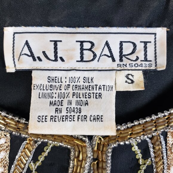 Vintage A.J.BARI Silk Jacket Blazer Beaded Sequined Bohemian size S Baroque Boho - Picture 4 of 15